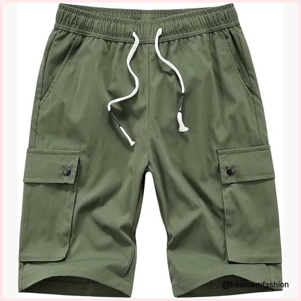 Women's Cargo Shorts Elastic Waist Multi-Pocket Outdoor Hiking Casual